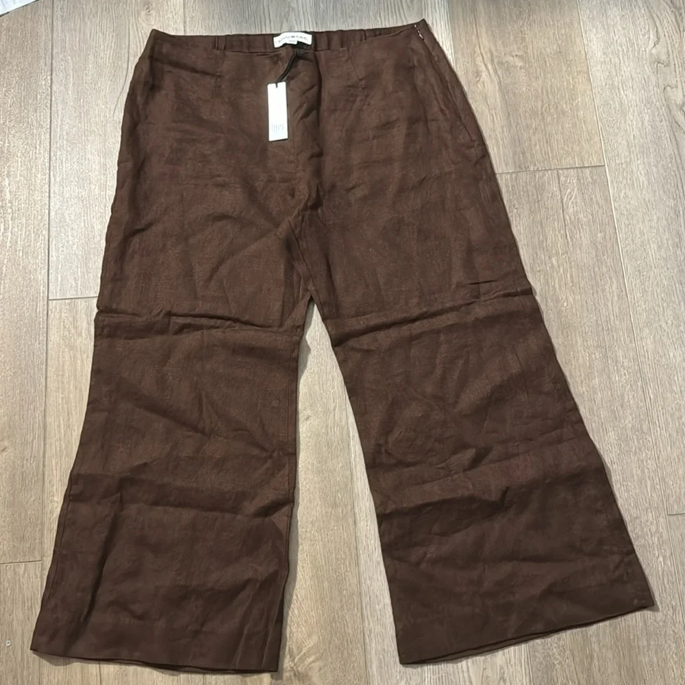NWT! Banana Republic Espresso Brown Mid-Rise Kick-Flare Linen Ankle Pant 🩶